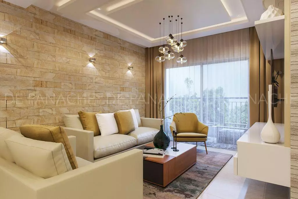 living room with a balcony interior design