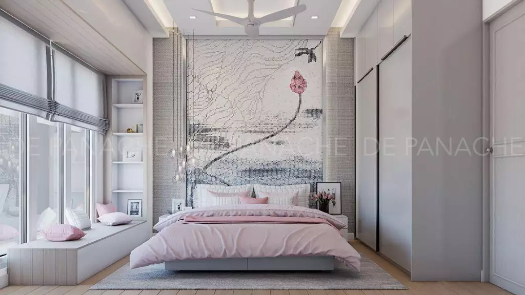 bedroom interiors with beautiful headboard